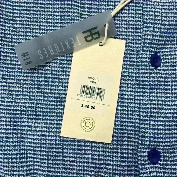 Hudson and Barrow Woven Blue Button Up Shirt, Size S - Picture 4 of 7